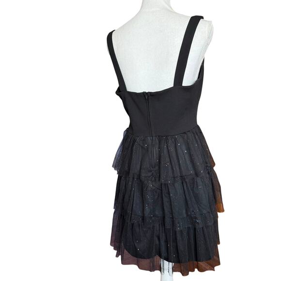 Cocktail evening DATE NIGHT dress by Crystal Doll layer glitter sequin tulle M - Picture 14 of 16